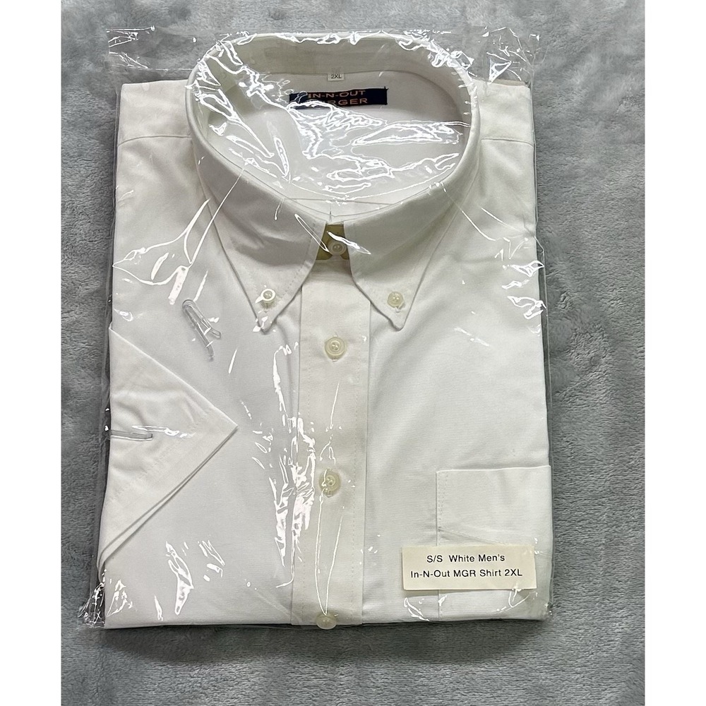 In-N-Out Burger Shirt Mens 2XLWhite Short Sleeve Button Down Vintage Y2K Manager
